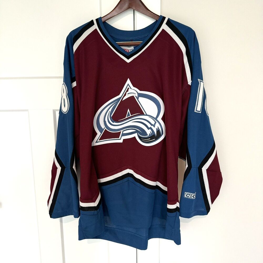 VTG CCM Official Licensed Colorado Avalanche #18 Unexpected NHL Hockey Jersey L - Picture 1 of 8